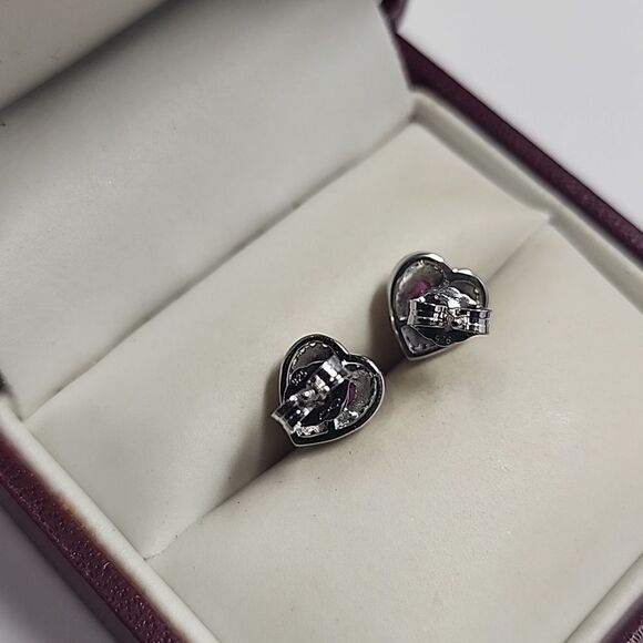 Heart-Shaped Ruby Gemstone and Sterling Silver 925 Earrings PAJ - Picture 4 of 4